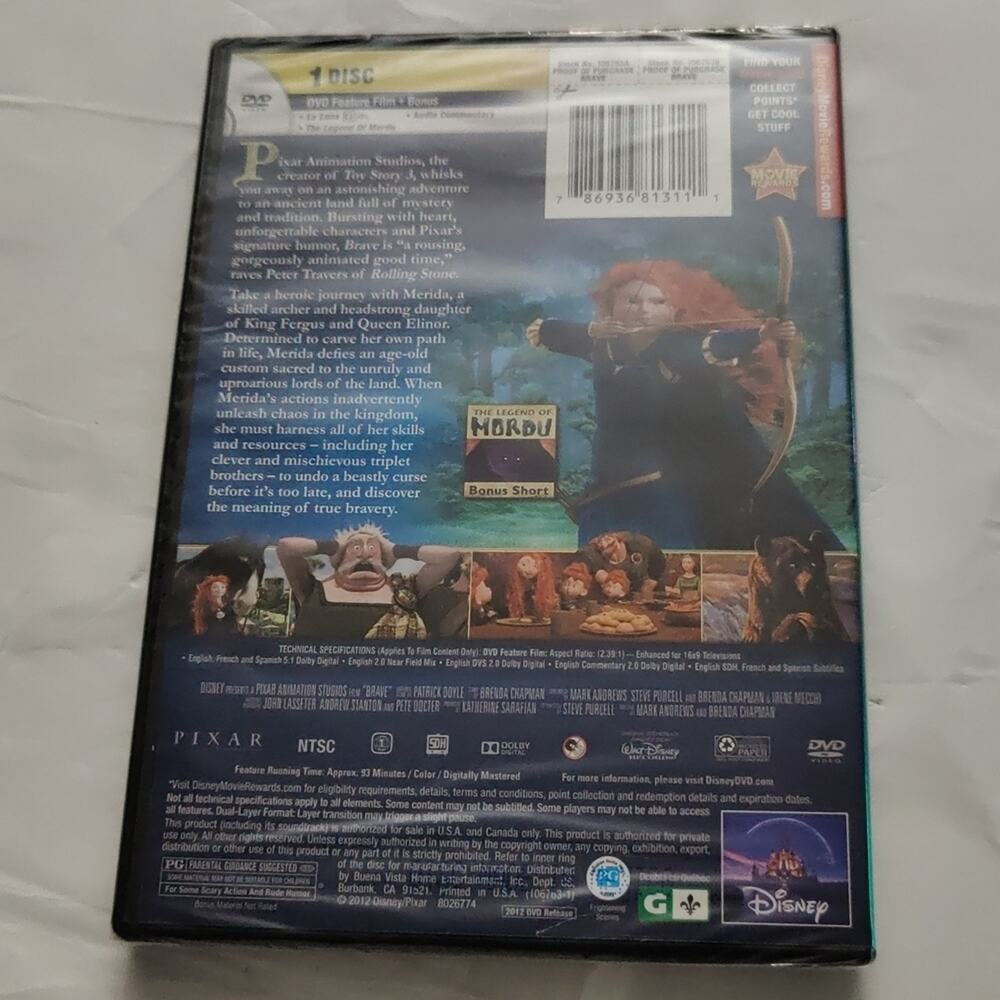 Disney Pixar Brave 2012 New Sealed PG Princess Merida Animated Christmas Gifts - Picture 2 of 3
